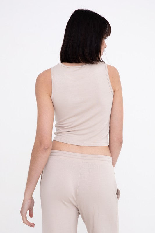 MONO B - Lounge Terry Cropped Tank Top | Available in 2 colors